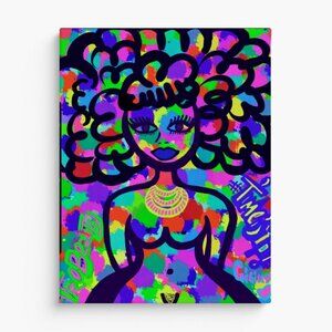 NEW! AFRO BEAUTY my ART Canvas Print Background SOFT PURPLE 👩🏽‍🎤